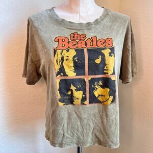 The Beatles green cotton band tshirt womens Medium vintage top music festival